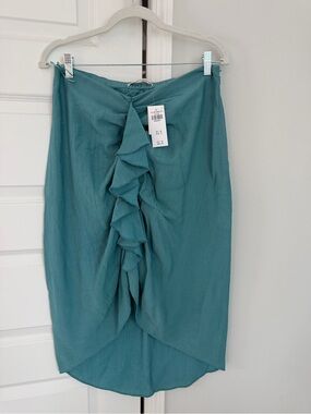 Abercrombie & Fitch Teal Ruffle-Front High-Low Skirt